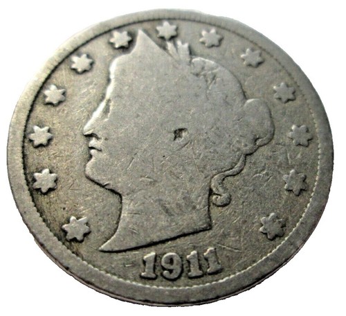 1911 Liberty Head Nickel lamination error showing surface metal flaking and planchet separation